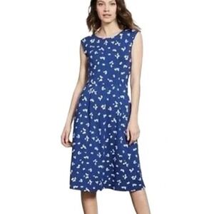Boden Women's Size US 4 Cobalt Floral Sleeveless Jewel‎ Neck Dress